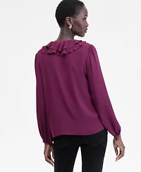 I.n.c. International Concepts Women's Ruffle-Collar V-Neck Blouse, Macy's Exclusive
