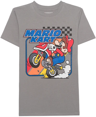 Mario Bros. Big Boys Checkered Striped Short Sleeve T-Shirt