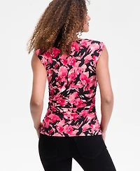 I.n.c. International Concepts Women's Pleated-Shoulder Sleeveless Ruched Top, Macy's Exclusive