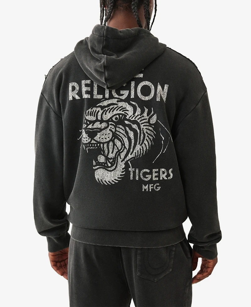 True Religion Men's Tiger Vintage Zip Up Sweatshirt