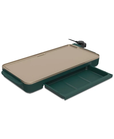 Bella 10" x 20" Griddle with Warming Tray, Forest Green