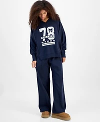 Planet Heart Juniors Oversized Graphic Print Sweatshirt High Rise Fleece Pants