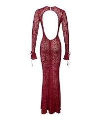 Miss Circle Women Waylynn Burnout Velvet Detail Mesh Backless Maxi Dress