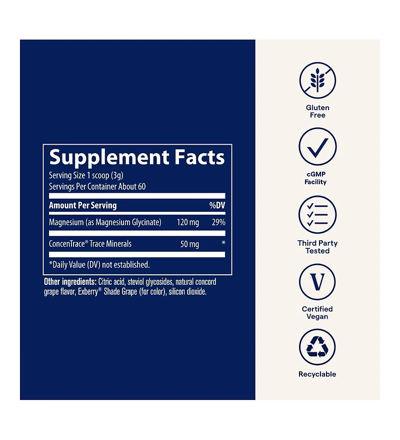 Trace Minerals Magnesium Glycinate 120mg - Drink Mix to Support Healthy Digestion & Muscles - Immune System Support Powder