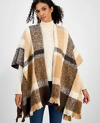 Style & Co Overscale Plaid Fringe Topper, Macy's Exclusive