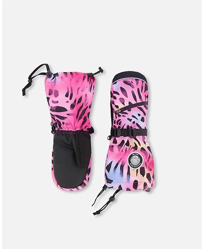 Deux par Girl Winter Mittens Teknik Multicolor Leopard and Zebra - Child