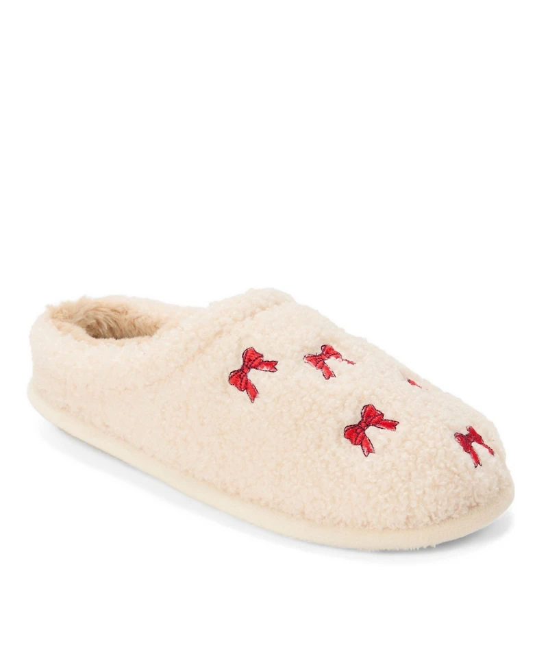 Dearfoams Women's Holiday Novelty Red Bows Clog Slipper