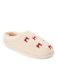 Dearfoams Women's Holiday Novelty Red Bows Clog Slipper