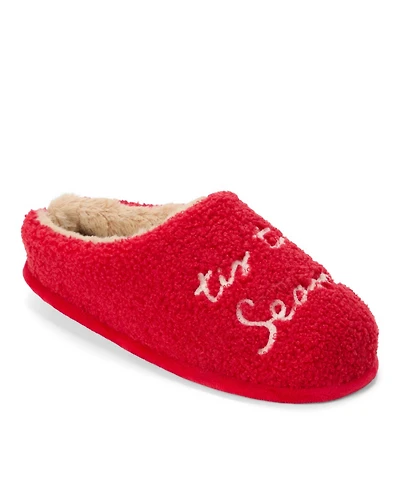 Dearfoams Women's Holiday Novelty Red Bows Clog Slipper