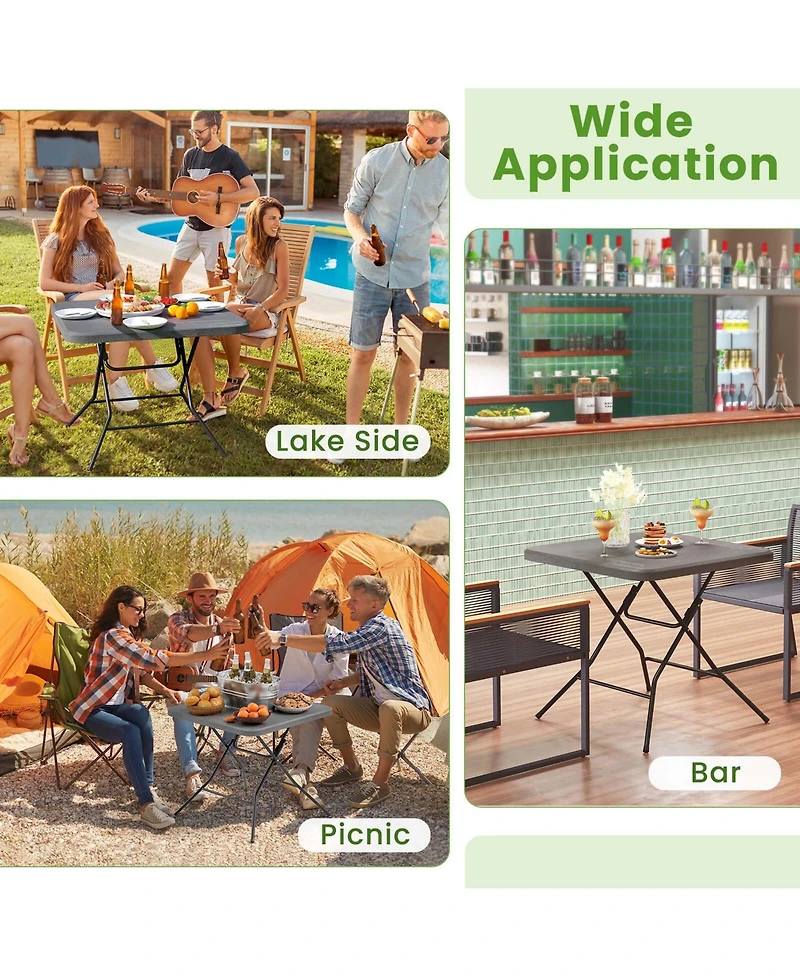 Costway 31.5" Square Folding Table Indoor Outdoor Foldable Plastic Table