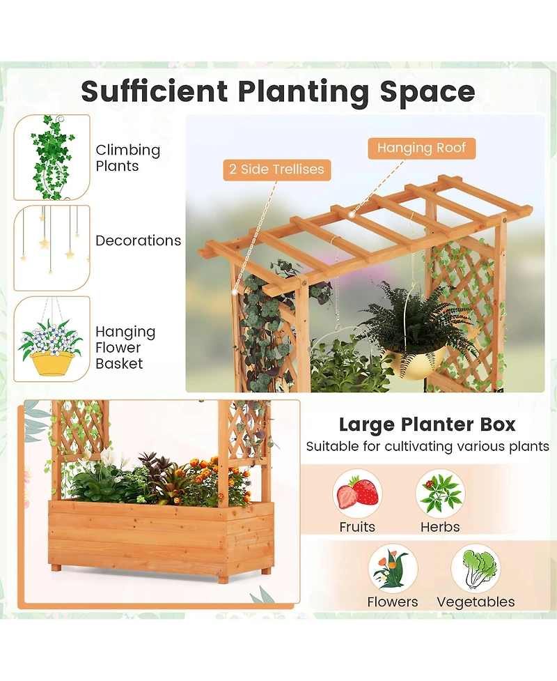 Gymax Raised Garden Bed Vertical Plant Container for Vine Climbing Plant Flower