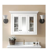 Casainc 35" Wall Mounted Medicine Cabinet with Mirror and 5 Adjustable Storage Shelves
