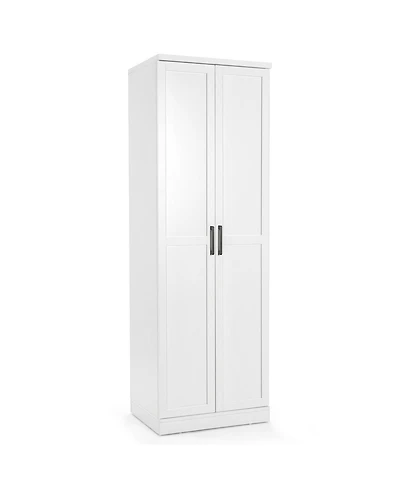 Gymax 70'' Storage Cabinet Freestanding Pantry Cabinet w/2 Doors & 5 Shelves
