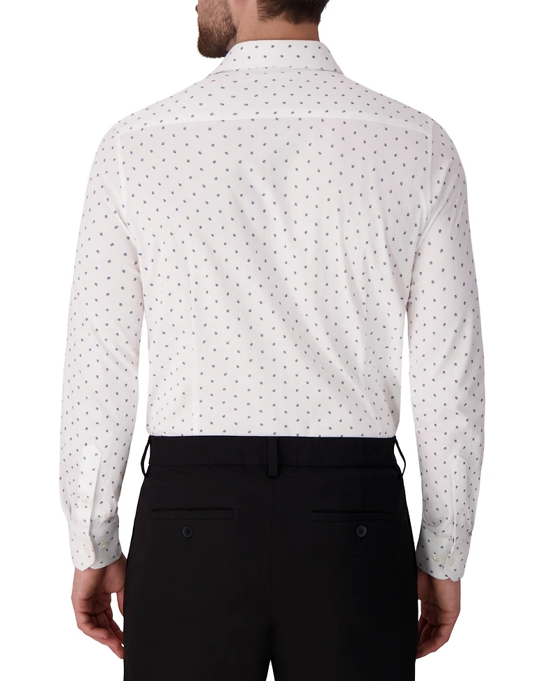 Victor Emmanuel Men's Geometric Print Cotton Knit Dress Shirt