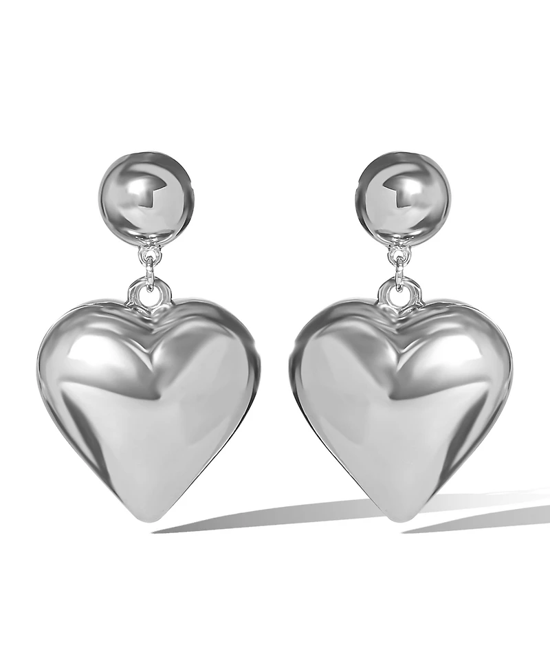 Jessica Simpson Puffy Heart Statement Stud Earrings in Silver-Tone