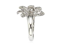 Suzy Levian Sterling Silver Sapphire & Created White Flower Ring