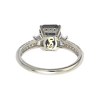 Suzy Levian Sterling Silver Sapphire & Created White Emerald Cut Proposal Ring