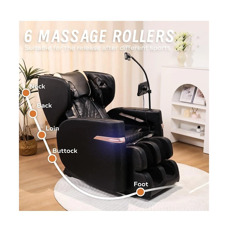 Maison Boucle Full Body Faux Leather Massage Chair with Foot Rollers, Heat & Zero Gravity for Home Relaxation-Maison Boucle