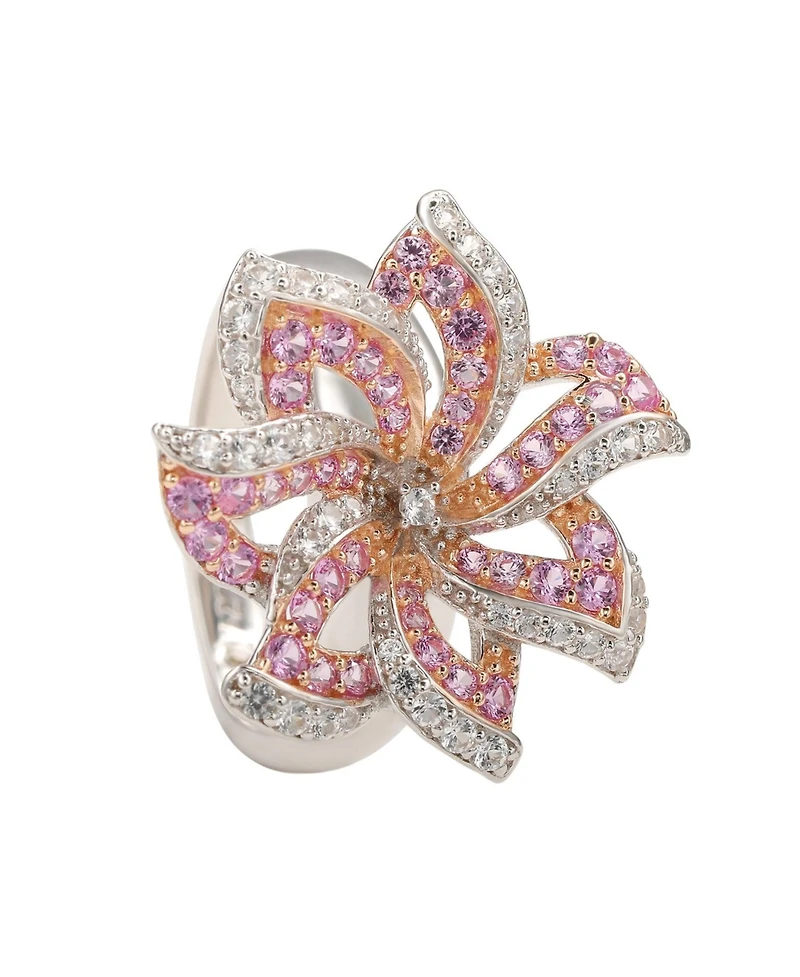 Suzy Levian New York Levian Sterling Silver Sapphire & Created White Sapphire Flower Ring