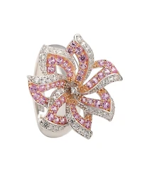 Suzy Levian New York Levian Sterling Silver Sapphire & Created White Sapphire Flower Ring