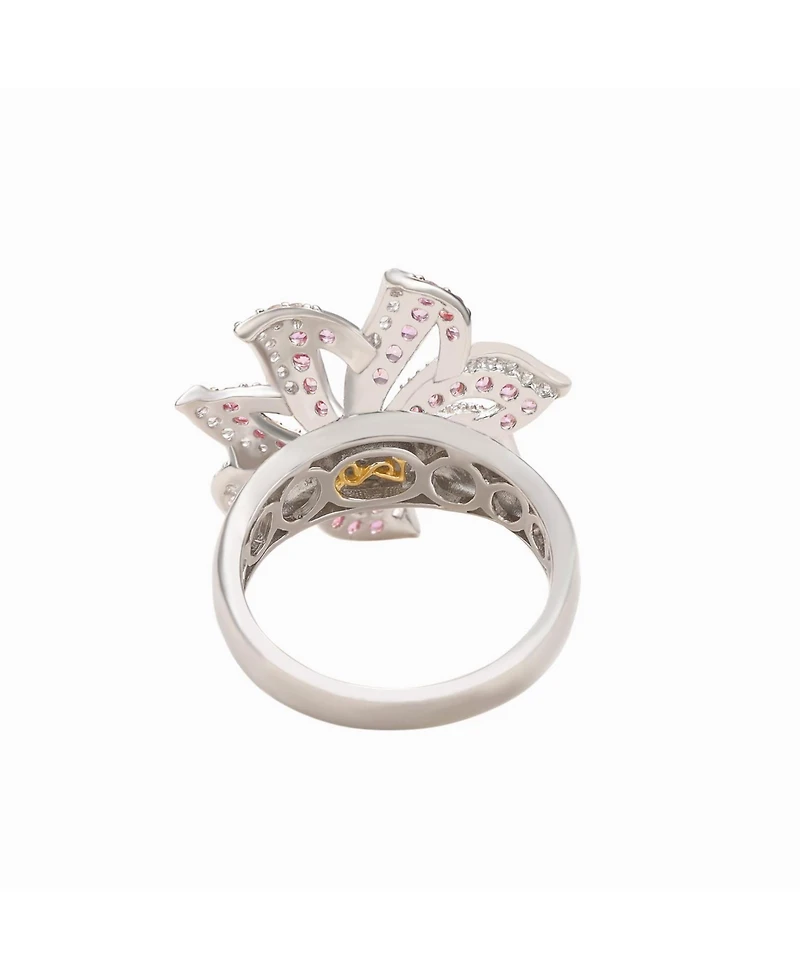 Suzy Levian New York Levian Sterling Silver Sapphire & Created White Sapphire Flower Ring