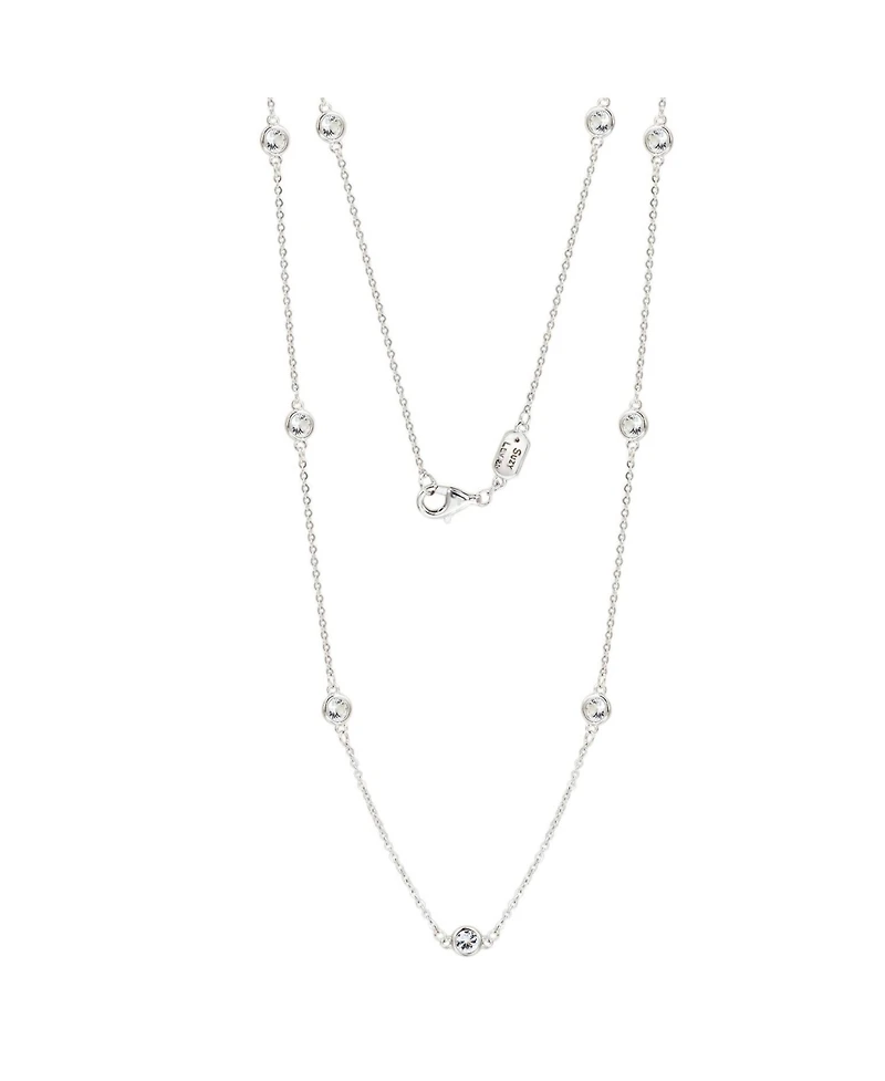 Suzy Levian New York Suzy Levian Sterling Silver 1.80cttw White Topaz Station Necklace