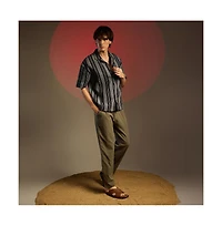 Campus Sutra Men's Woven Striped Oversized Shirt