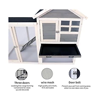 Aostirmotor Outdoor Gray Wood Pet House with a Deeper Pull Out Tray for Small Animals
