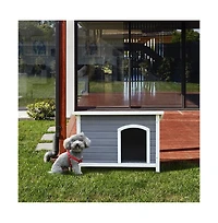 Aostirmotor 24 in H. Gray Small Wooden Outdoor Dog House with Elevated Floor
