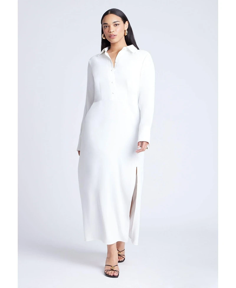 Eloquii Women's Plus Collared Maxi Shirt Dress