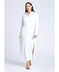 Eloquii Women's Plus Collared Maxi Shirt Dress