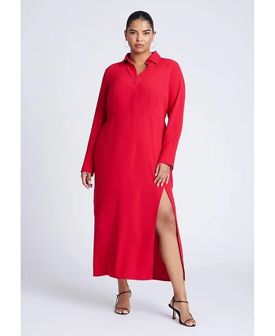 Eloquii Women's Plus Collared Maxi Shirt Dress