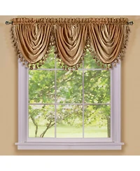 GoodGram Ombre Crushed Satin Sheer Single Window Curtains & Valances - 46 in. W x 42 L Valance, Autumn