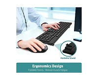 Risokeys Wireless Keyboard and Mouse Combo, Full-Sized Ergonomic Computer Keyboard, 2.4GHz Cordless Keyboard Silent Mouse Set with 2-in-1 Usb Receiver