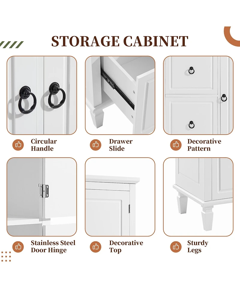 Casainc Retro Multi-Functional Storage Cabinet with Adjustable Shelves, 3 Drawers, 3 Enclosed Compartments