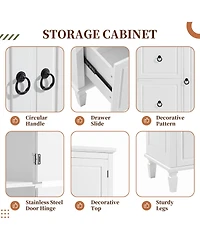 Casainc Retro Multi-Functional Storage Cabinet with Adjustable Shelves, 3 Drawers, 3 Enclosed Compartments
