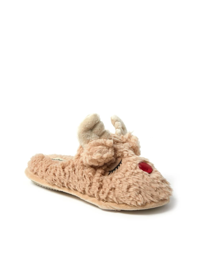 Dearfoams Women's Shay Holiday Christmas Reindeer Scuff Slipper