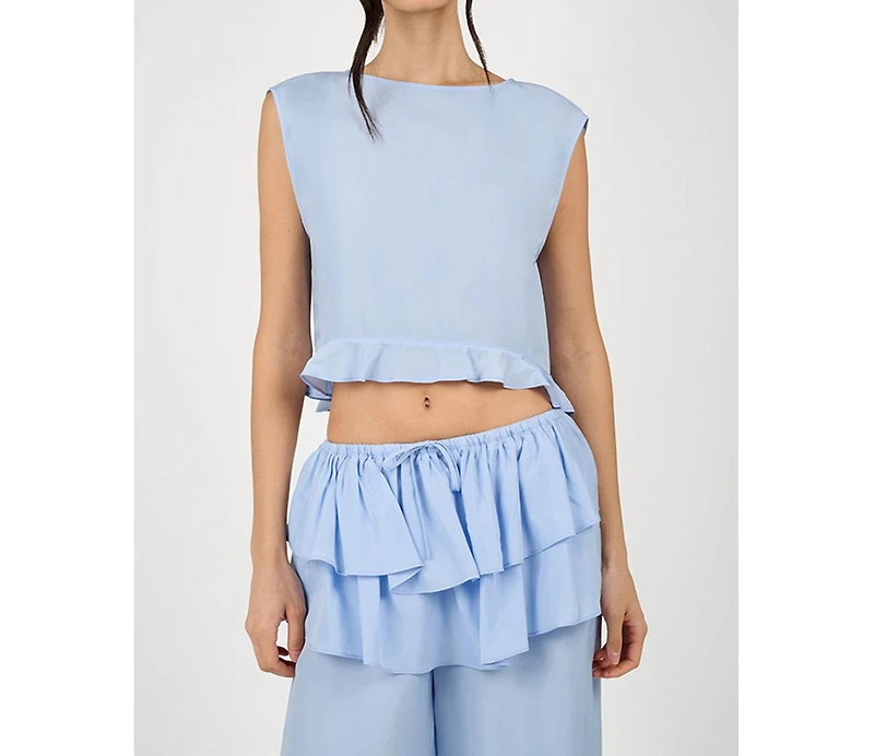 WeWoreWhat Boat Neck Ruffle Top