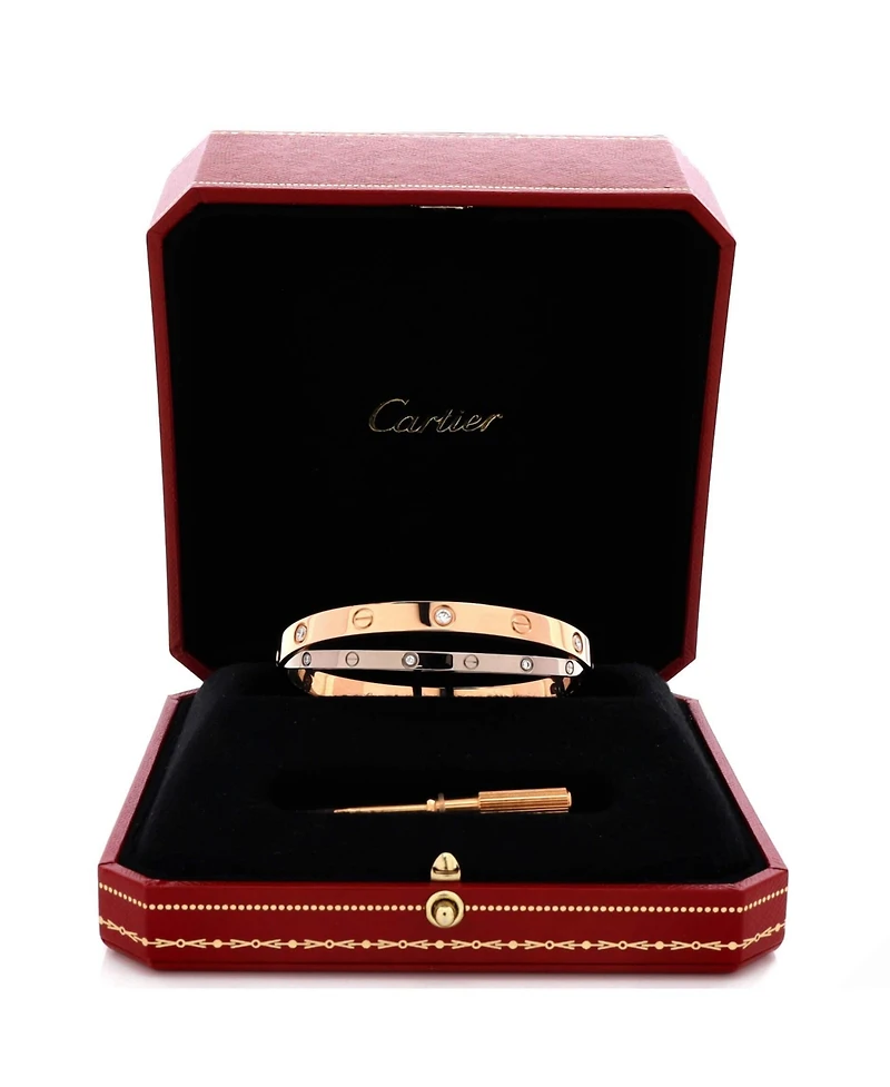 Pre-Owned Cartier Double Love Bracelet 18K Rose Gold with 18K White Gold with Diamonds
