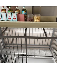Aostirmotor 35 in. W x 49 in. H x 24 in. D Large Pet Cage with Storage Rack Drawers with Stainless Steel Food in Beige