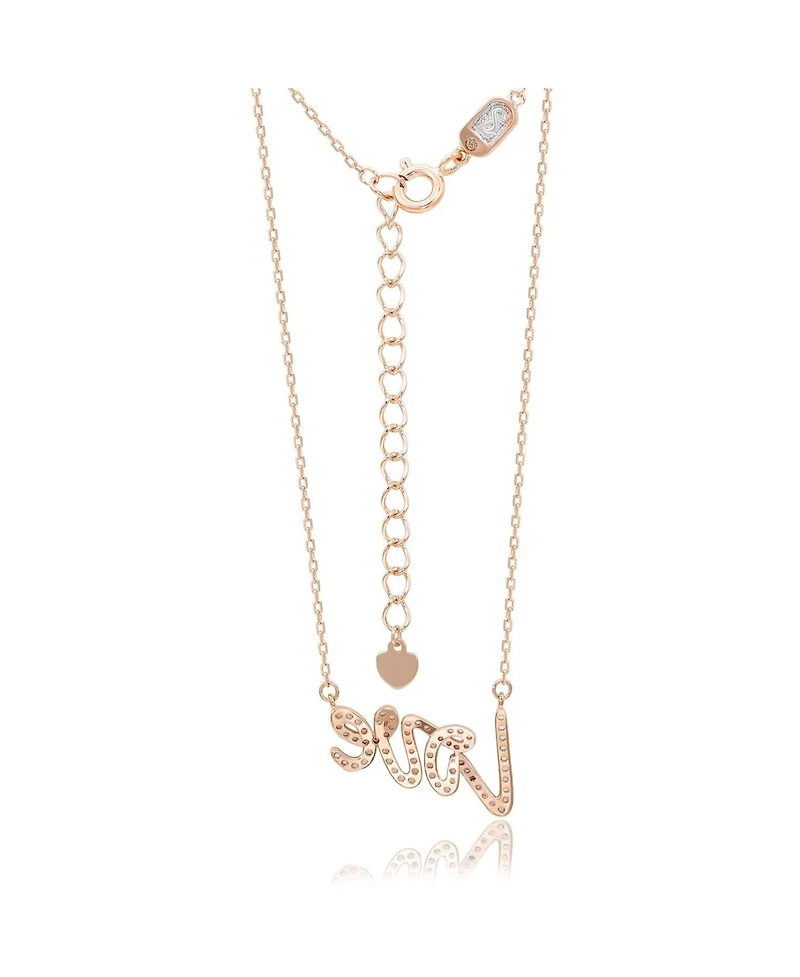 Suzy Levian New York Suzy Levian Rose Sterling Silver White Topaz "Love" Necklace