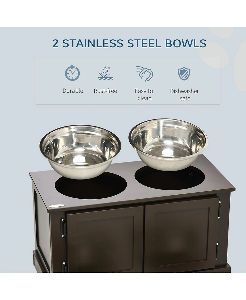 Aostirmotor Elevated Dog Bowls with Storage for Large Dogs Coffee