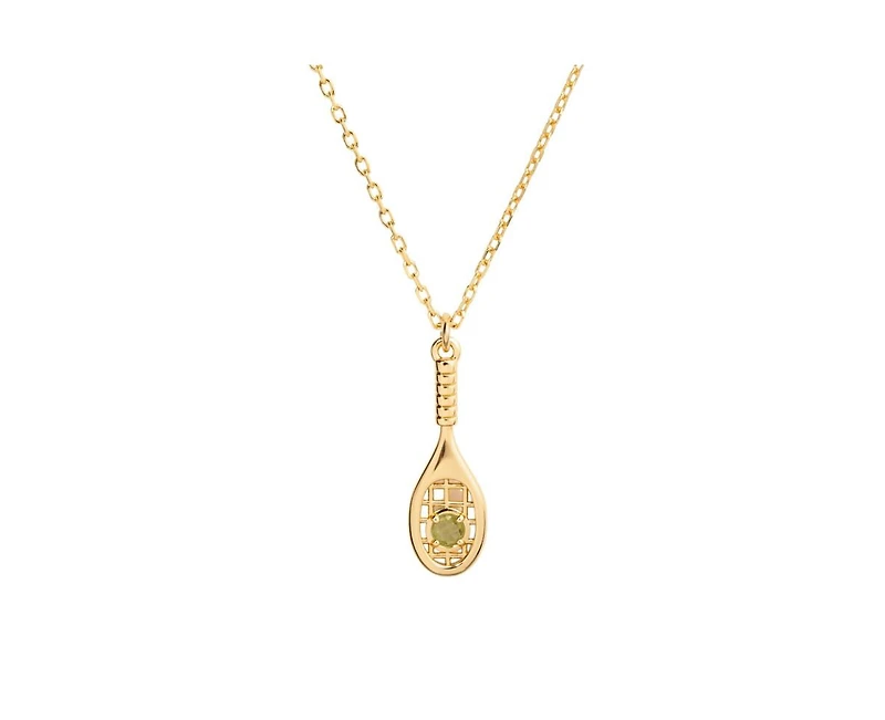 Little Sky Stone 14K Gold Plated Tennis Racket Charm Necklace
