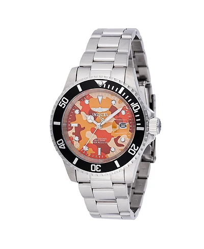 Invicta Men's 48569 Pro Diver Quartz 3 Hand Camouflage, Orange