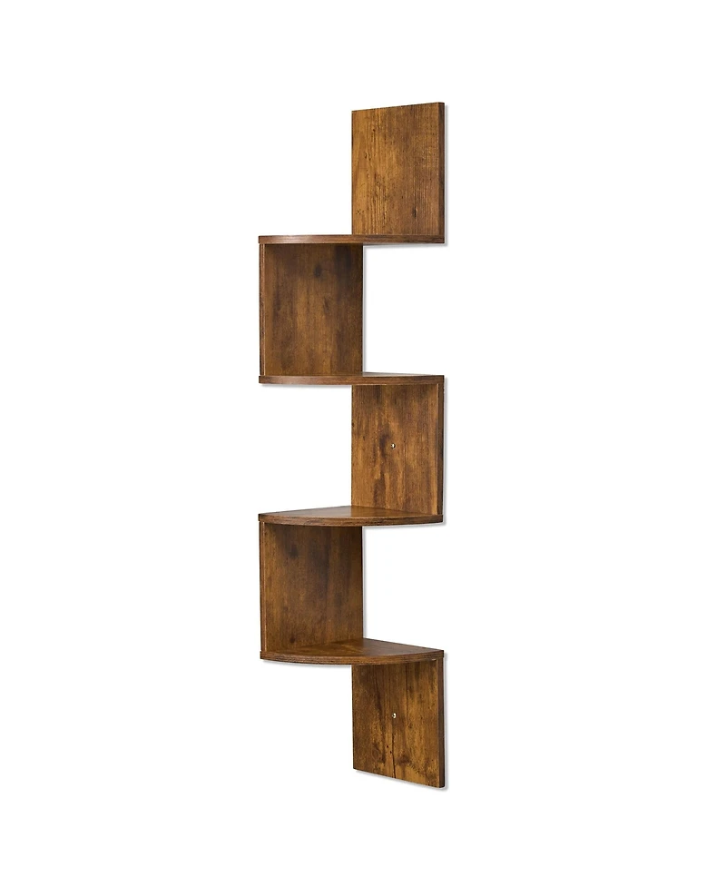 Sorbus 5-Tier Zig Zag Floating Corner Wall Bookshelf Unit – (40" Tall) for Living Room, Bedroom, Office, & More - Space-Saving Storage Solution