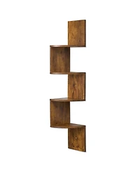Sorbus 5-Tier Zig Zag Floating Corner Wall Bookshelf Unit – (40" Tall) for Living Room, Bedroom, Office, & More - Space-Saving Storage Solution