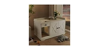Aostirmotor Cat Litter Box Cabinet with Drawer and Mat White