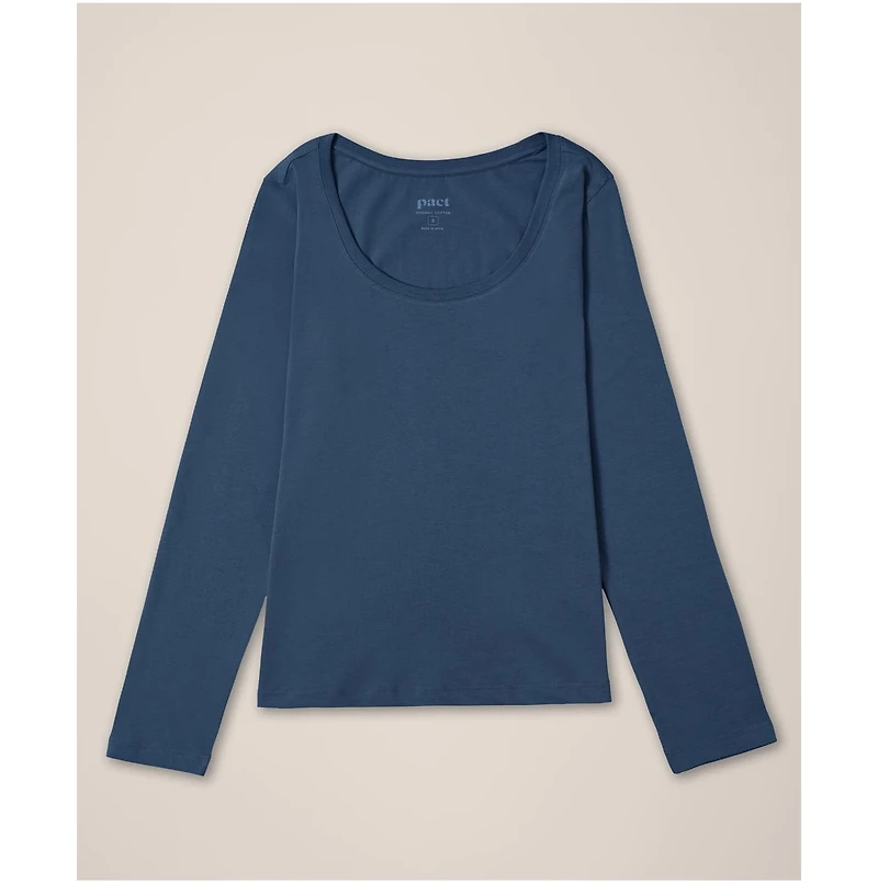 Pact Women's Organic Cotton Softspun Long Sleeve Scoop Neck Tee