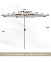 Costway 12 Ft Patio Umbrella Outdoor Market with Crank Handle 8 Sturdy Ribs