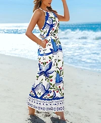 Cupshe Women's Boho Printed Halter Wide-Leg Jumpsuit